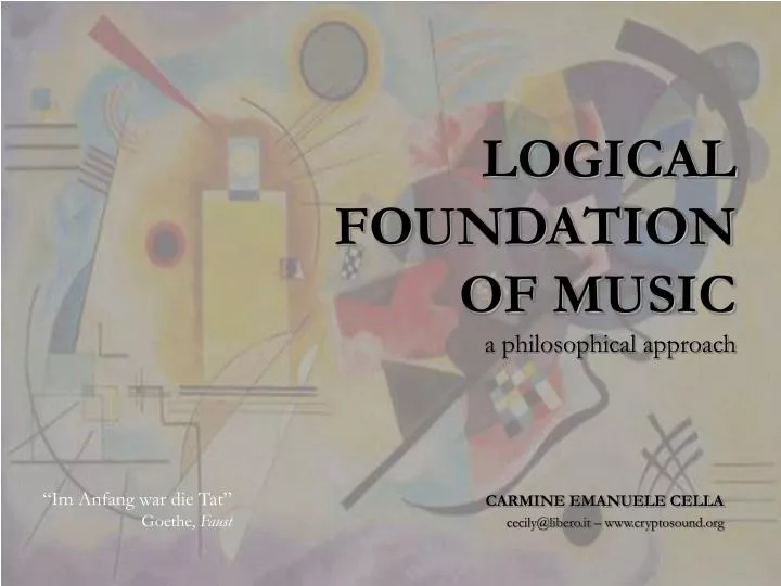 logical foundation of music a philosophical approach