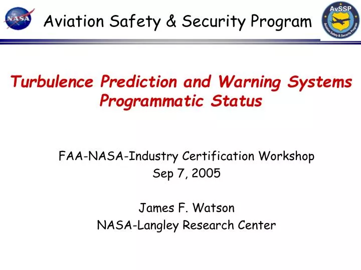 turbulence prediction and warning systems programmatic status