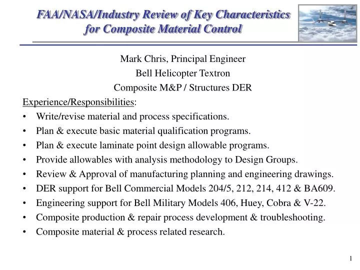 faa nasa industry review of key characteristics for composite material control