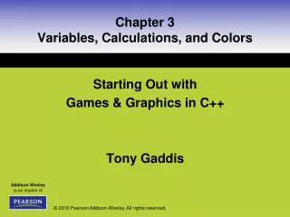 Chapter 3 Variables, Calculations, and Colors