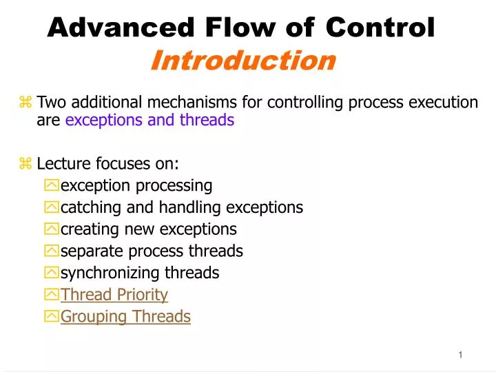 advanced flow of control introduction