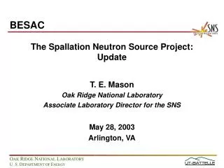 The Spallation Neutron Source Project: Update