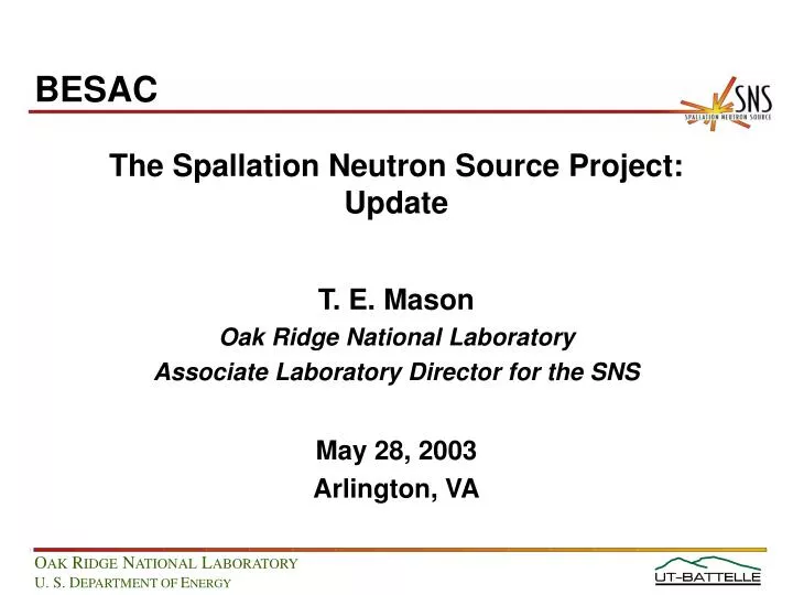 the spallation neutron source project update