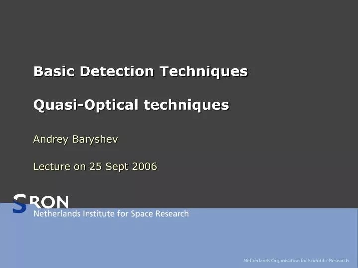 basic detection techniques quasi optical techniques