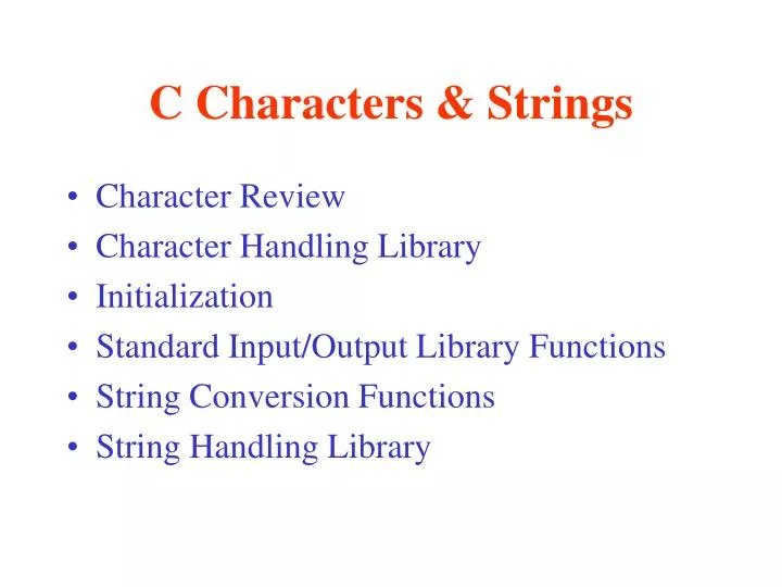 c characters strings