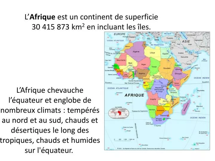 l afrique est un continent de superficie 30 415 873 km 2 en incluant les les