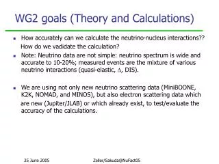 WG2 goals (Theory and Calculations)