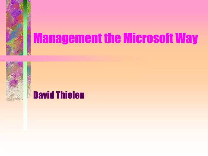 management the microsoft way