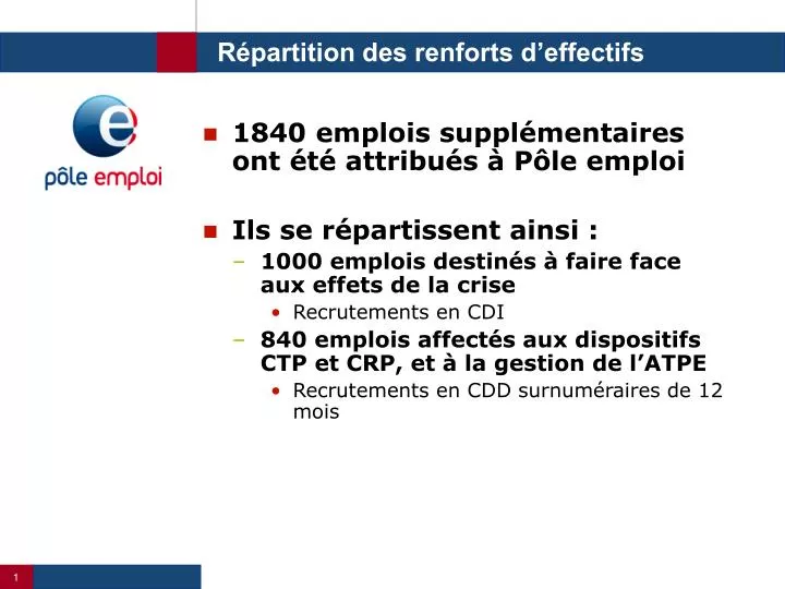 r partition des renforts d effectifs