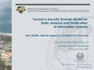 Toward a Security Domain Model for Static Analysis and Verification of Information Systems