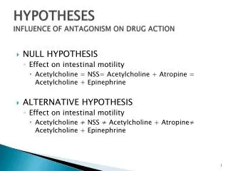 HYPOTHESES INFLUENCE OF ANTAGONISM ON DRUG ACTION