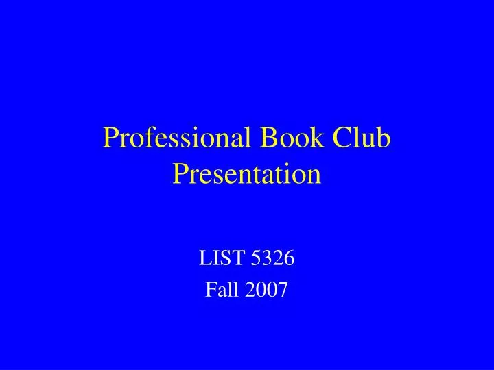 professional book club presentation
