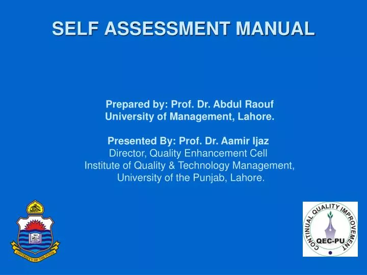 self assessment manual