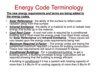 Energy Code Terminology