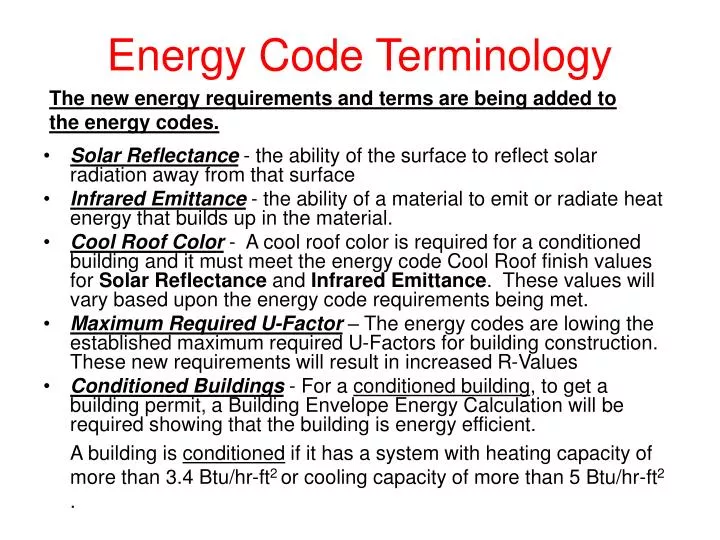 energy code terminology