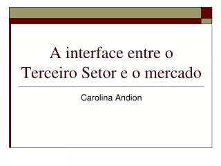 a interface entre o terceiro setor e o mercado