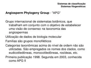 sistemas de classifica o sistemas filogen ticos