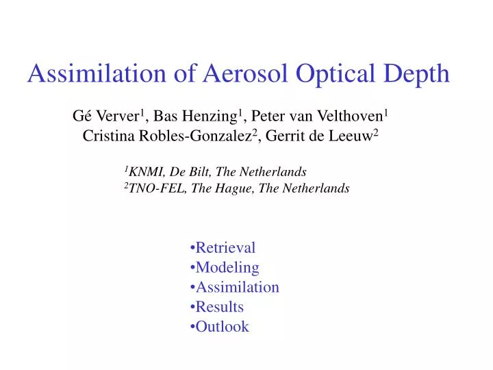 assimilation of aerosol optical depth