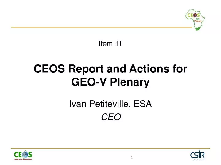 item 11 ceos report and actions for geo v plenary