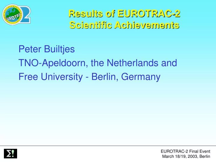 results of eurotrac 2 scientific achievements