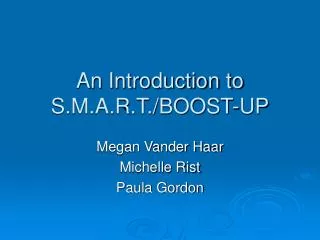An Introduction to S.M.A.R.T./BOOST-UP