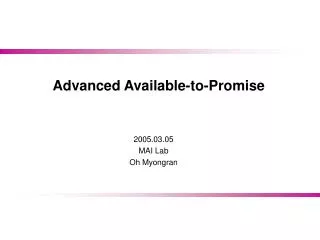 Advanced Available-to-Promise