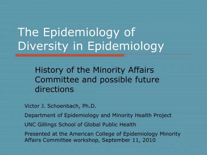 the epidemiology of diversity in epidemiology