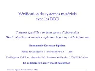 v rification de syst mes mat riels avec les ddd