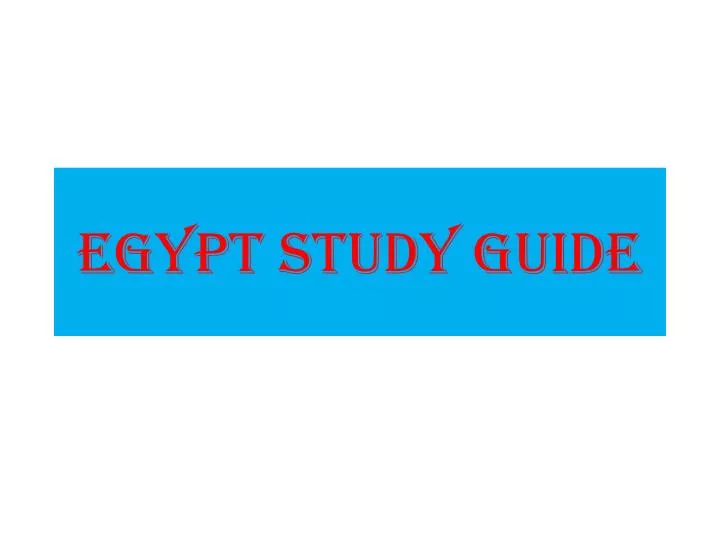 egypt study guide