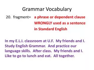Grammar Vocabulary