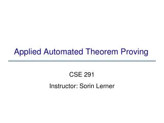 Applied Automated Theorem Proving