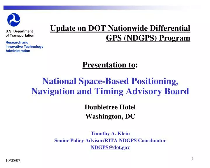 update on dot nationwide differential gps ndgps program