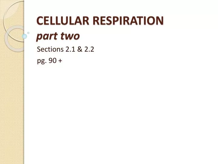 cellular respiration part two