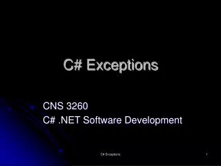 C# Exceptions