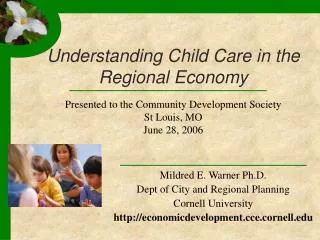 Understanding Child Care in the Regional Economy