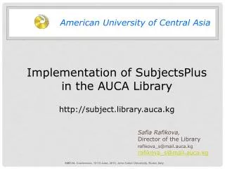 Implementation of SubjectsPlus in the AUCA Library subject.library.auca.kg