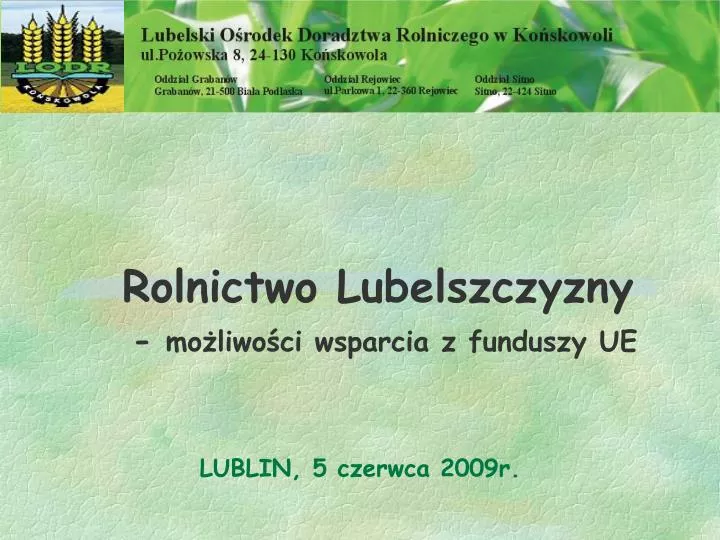 rolnictwo lubelszczyzny mo liwo ci wsparcia z funduszy ue