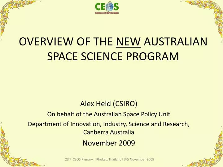 overview of the new australian space science program