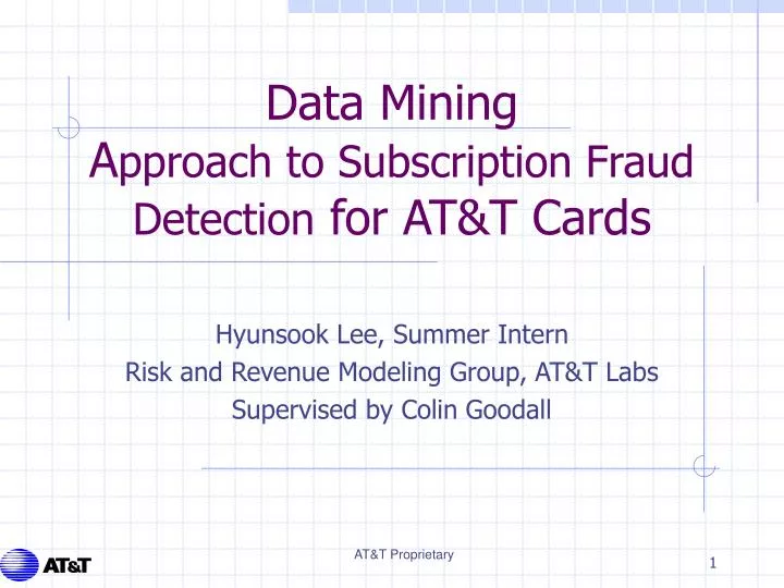 data mining a pproach to subscription fraud detection for at t cards