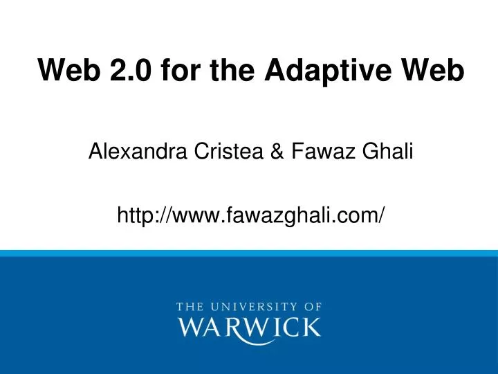 web 2 0 for the adaptive web