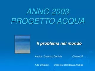 anno 2003 progetto acqua