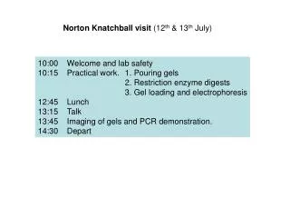 Norton Knatchball visit (12 th &amp; 13 th July)