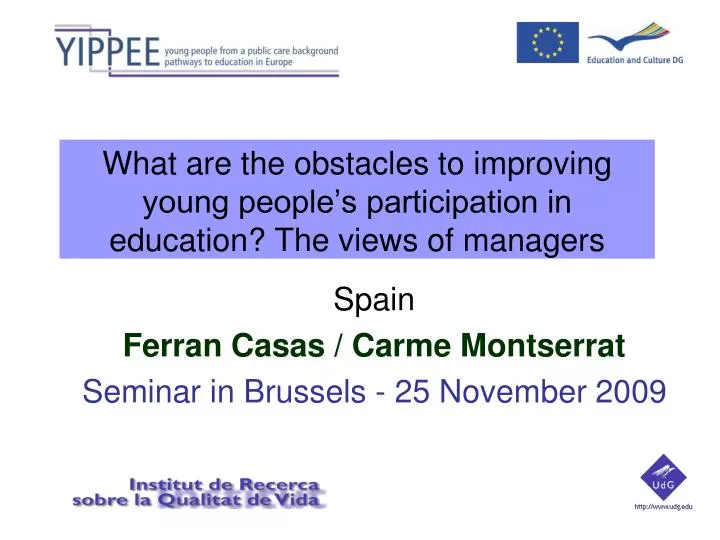 what are the obstacles to improving young people s participation in education the views of managers