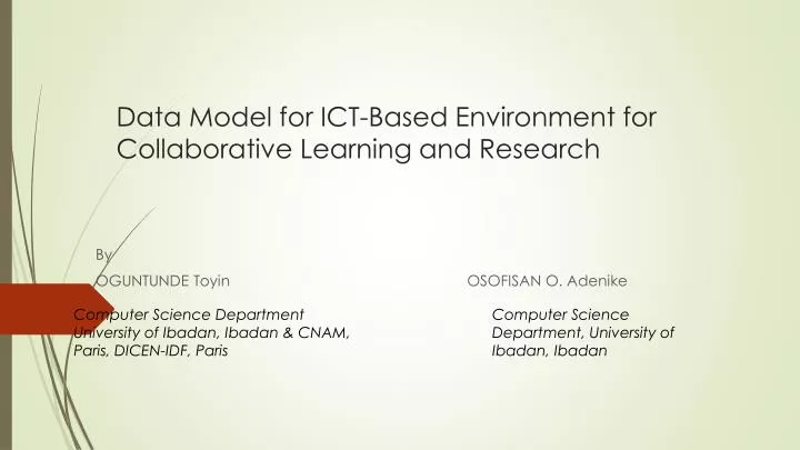 data model for ict based environment for collaborative learning and research