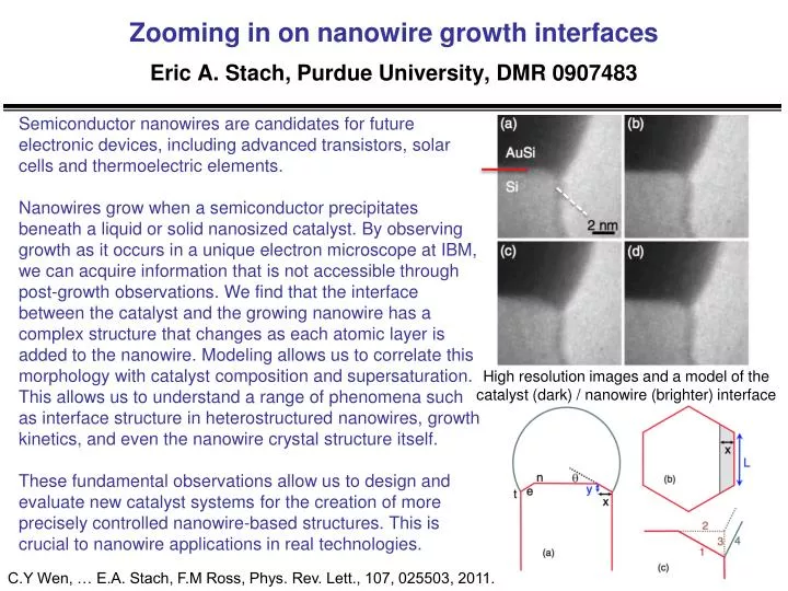 zooming in on nanowire growth interfaces eric a stach purdue university dmr 0907483