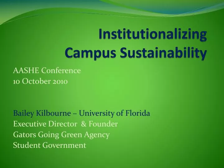institutionalizing campus sustainability