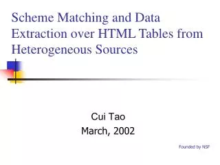 Scheme Matching and Data Extraction over HTML Tables from Heterogeneous Sources