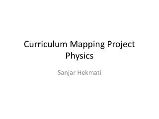 Curriculum Mapping Project Physics