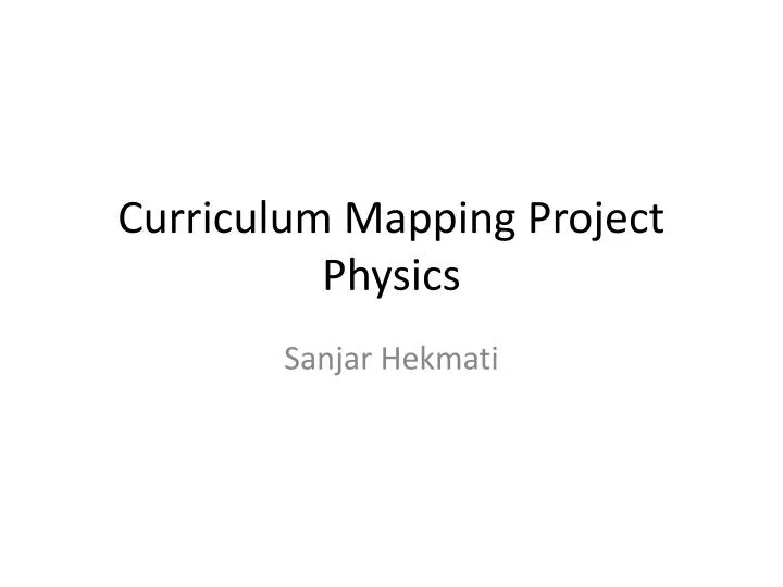 curriculum mapping project physics