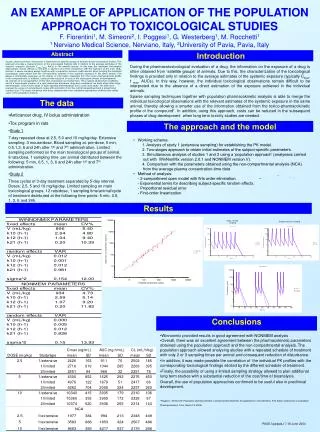 AN EXAMPLE OF APPLICATION OF THE POPULATION APPROACH TO TOXICOLOGICAL STUDIES